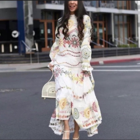 ZARA Bloggers Fave NWT Ecru Multi EMBROIDERED DRESS - Picture 6 of 9